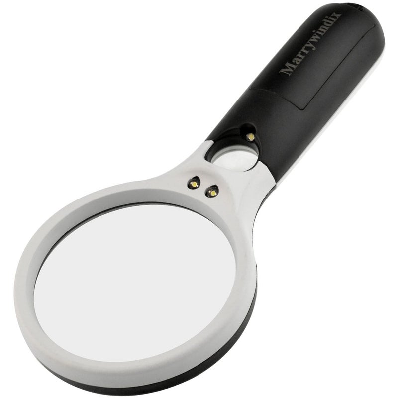 Marrywindix Magnifier 3 LED Light, Marrywindix 3X 45X Handheld Magnifier Reading Magnifying Glass Lens Jewelry Loupe White and Black - Image 4